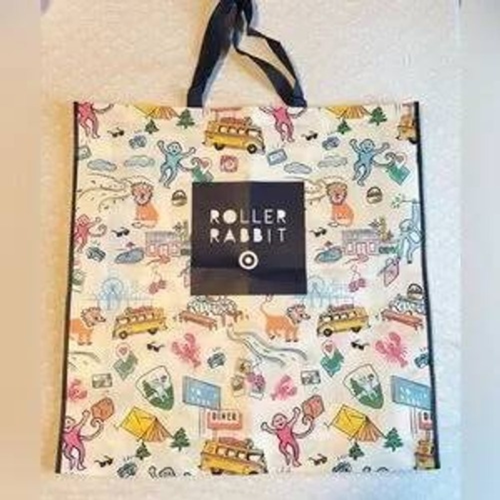 Roller Rabbit x Target Reusable Tote Bag Cream Multi Animal Print Travel Large